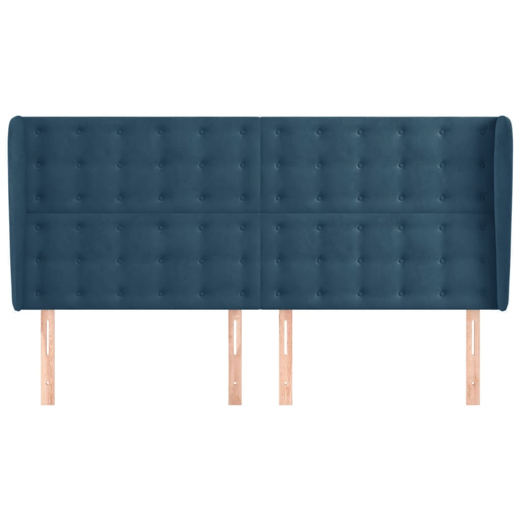 Κεφαλάρι με Πτερύγια Σκούρο Μπλε 183x23x118/128 εκ. Βελούδινο