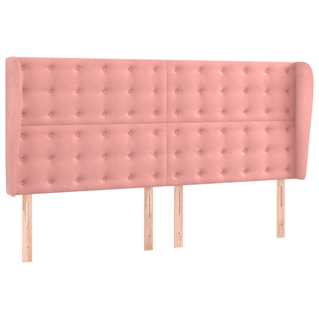 Κεφαλάρι με Πτερύγια Ροζ 183x23x118/128 εκ. Βελούδινο