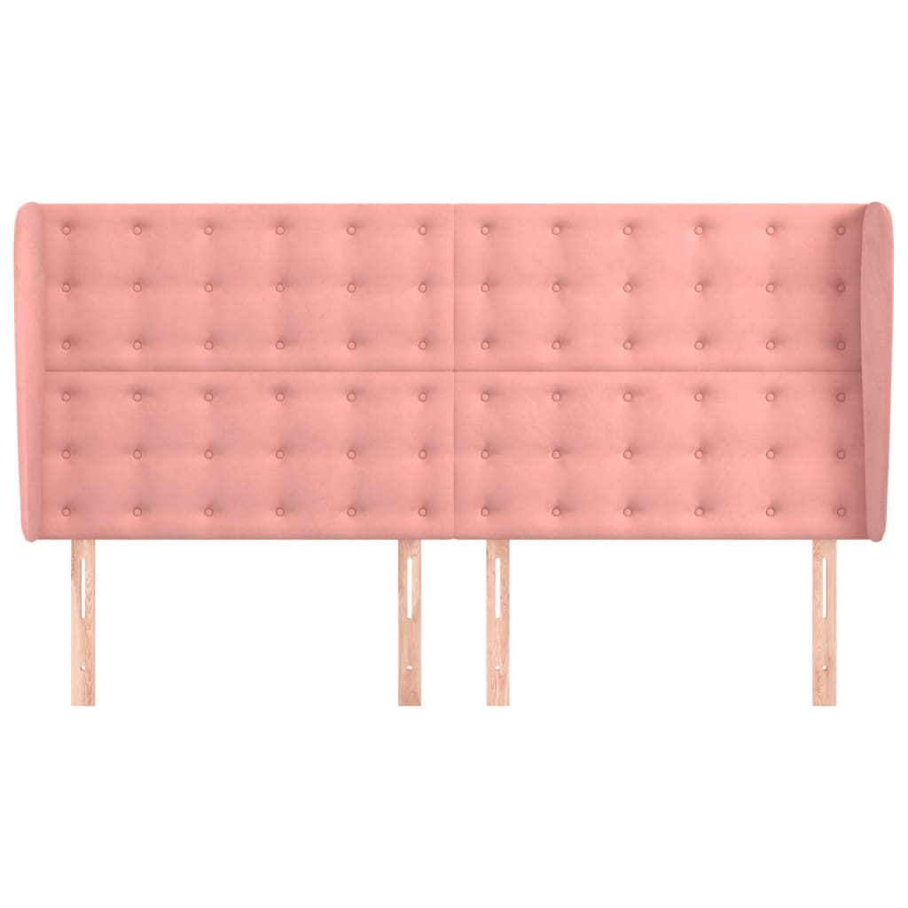 Κεφαλάρι με Πτερύγια Ροζ 183x23x118/128 εκ. Βελούδινο