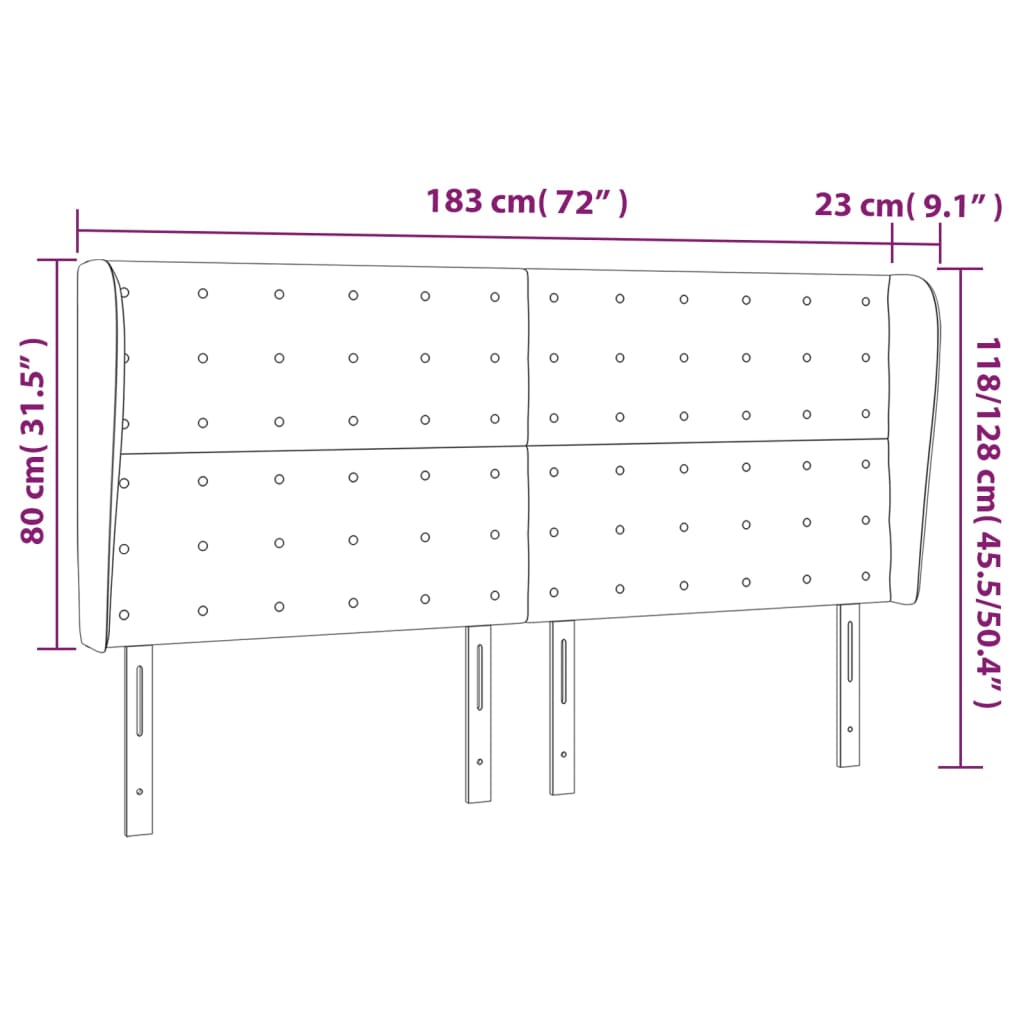 Κεφαλάρι με Πτερύγια Ροζ 183x23x118/128 εκ. Βελούδινο