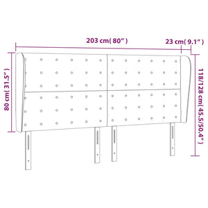 Κεφαλάρι με Πτερύγια Σκούρο Γκρι 203x23x118/128 εκ. Βελούδινο