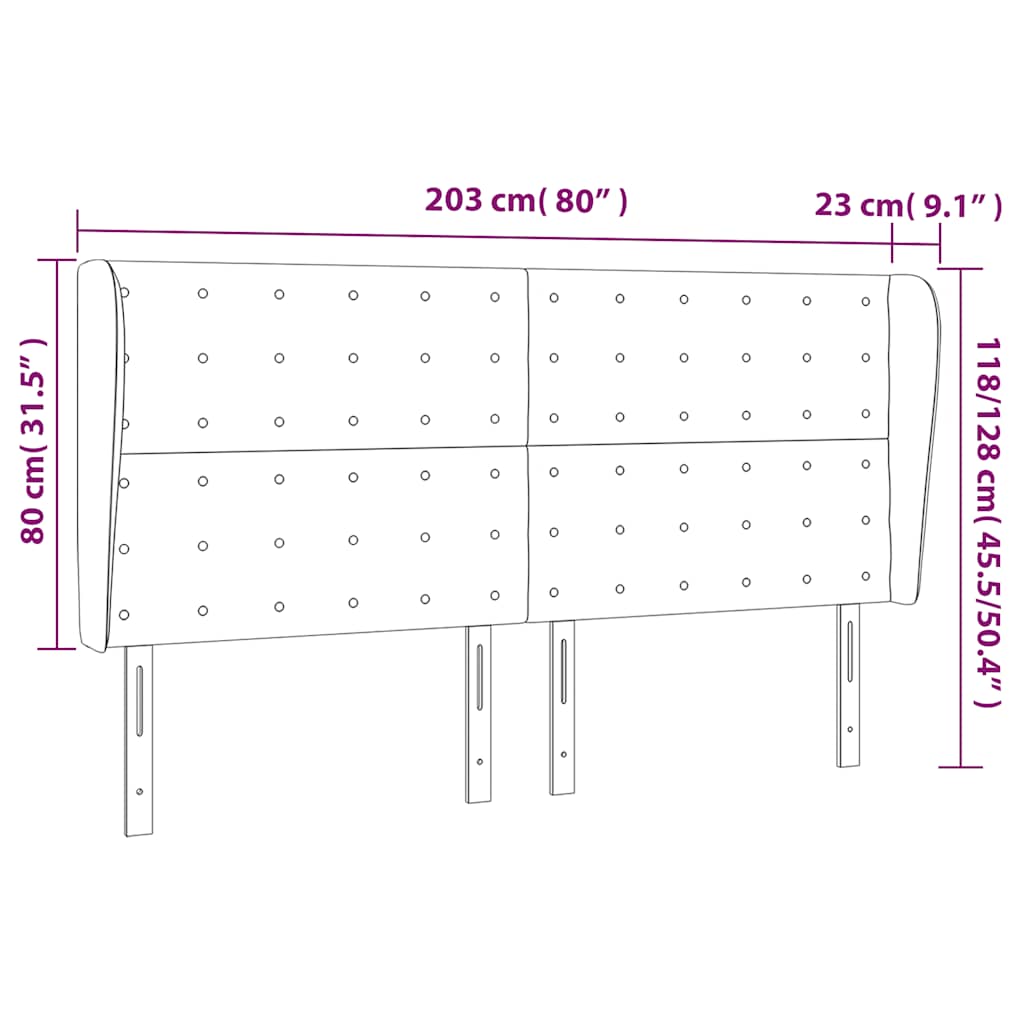 Κεφαλάρι με Πτερύγια Πράσινο 203x23x118/128 εκ. Βελούδινο - Pakobazaar