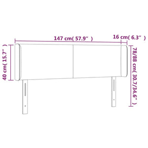 Κεφαλάρι με Πτερύγια Σκούρο Γκρι 147x16x78/88 εκ. Βελούδινο - Pakobazaar
