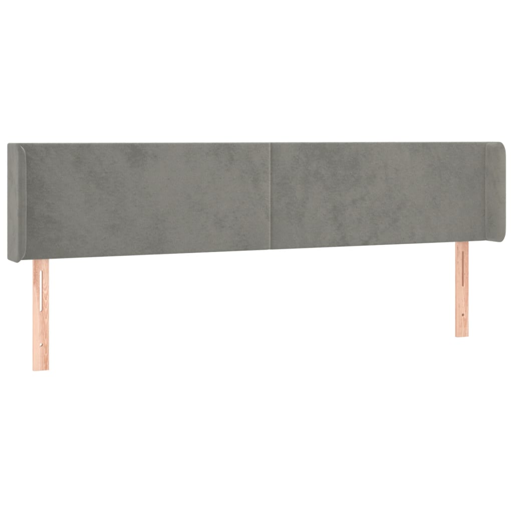 Κεφαλάρι με Πτερύγια Ανοιχτό Γκρι 163x16x78/88 εκ. Βελούδινο - Pakobazaar
