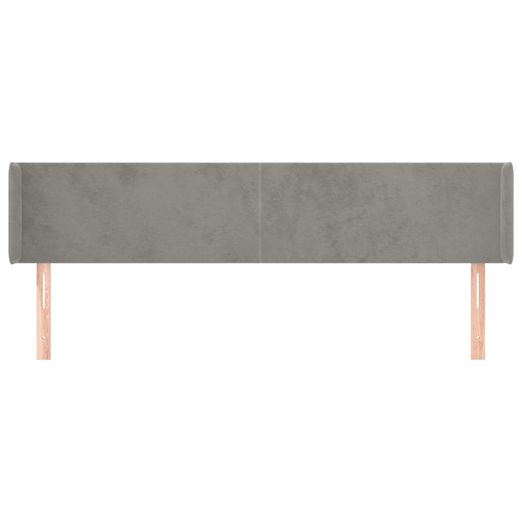 Κεφαλάρι με Πτερύγια Ανοιχτό Γκρι 163x16x78/88 εκ. Βελούδινο - Pakobazaar