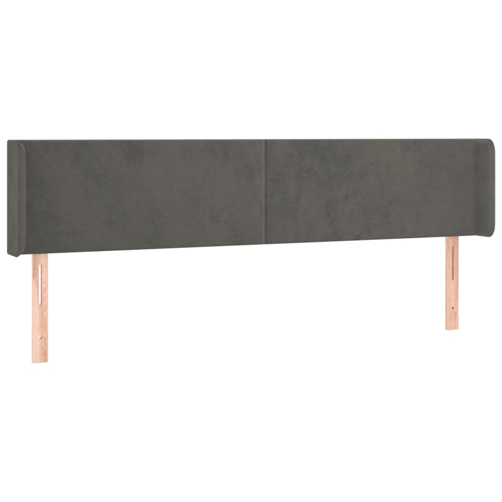 Κεφαλάρι με Πτερύγια Σκούρο Γκρι 163x16x78/88 εκ. Βελούδινο