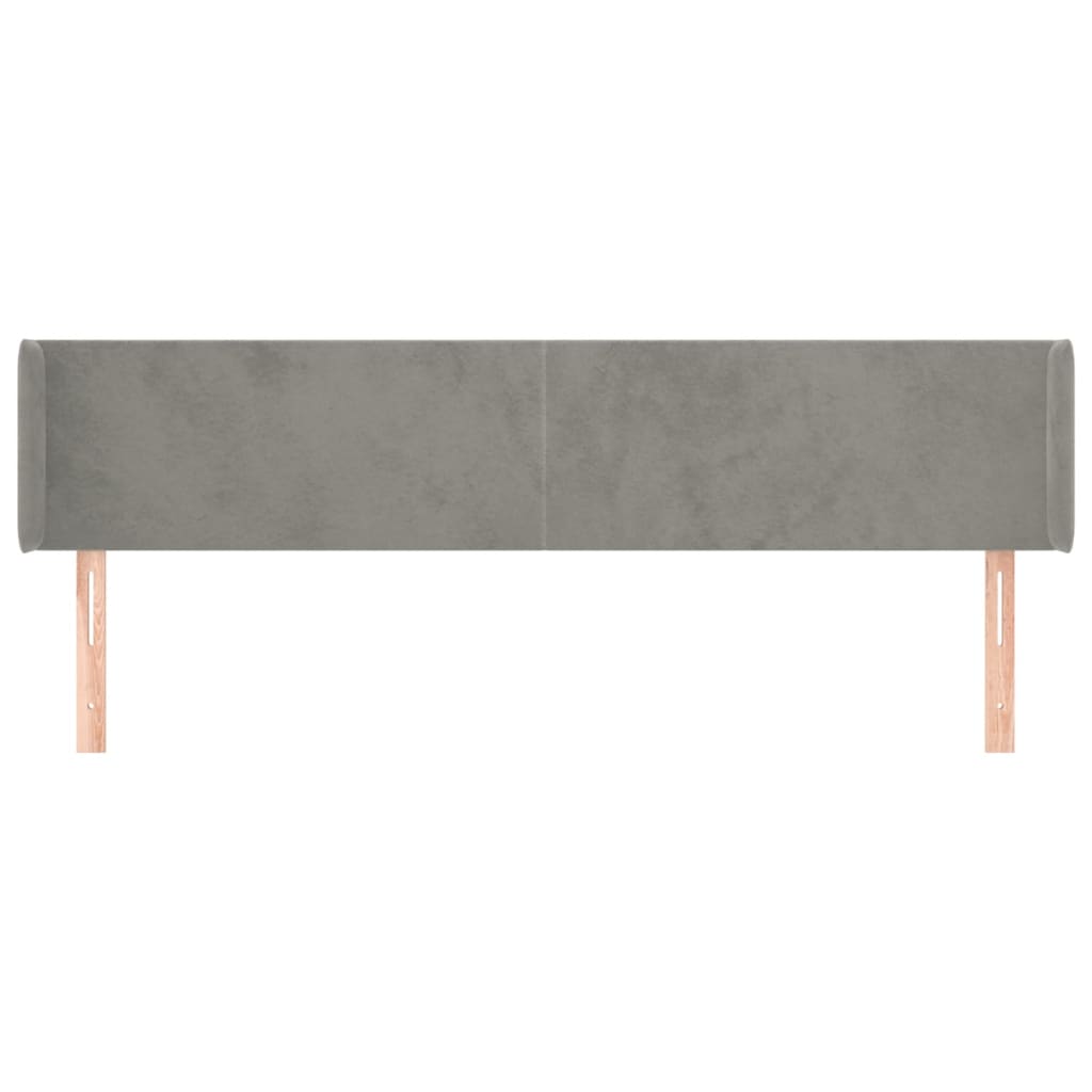 Κεφαλάρι με Πτερύγια Ανοιχτό Γκρι 183x16x78/88 εκ. Βελούδινο - Pakobazaar