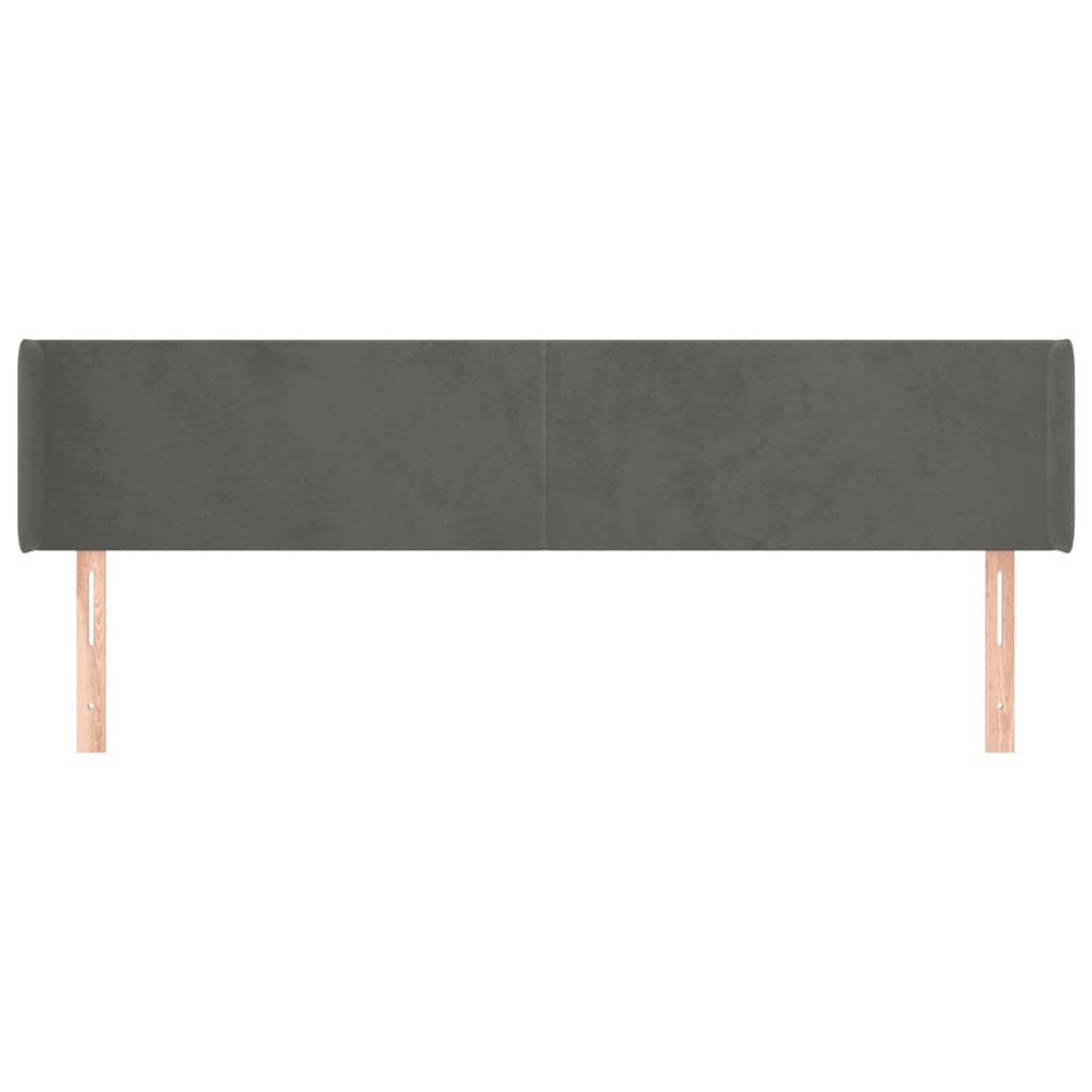 Κεφαλάρι με Πτερύγια Σκούρο Γκρι 183x16x78/88 εκ. Βελούδινο