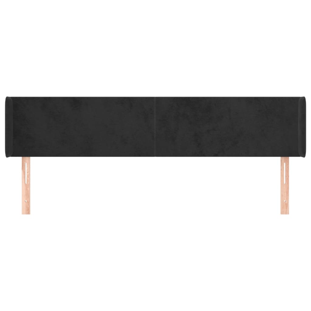 Κεφαλάρι με Πτερύγια Μαύρο 183x16x78/88 εκ. Βελούδινο