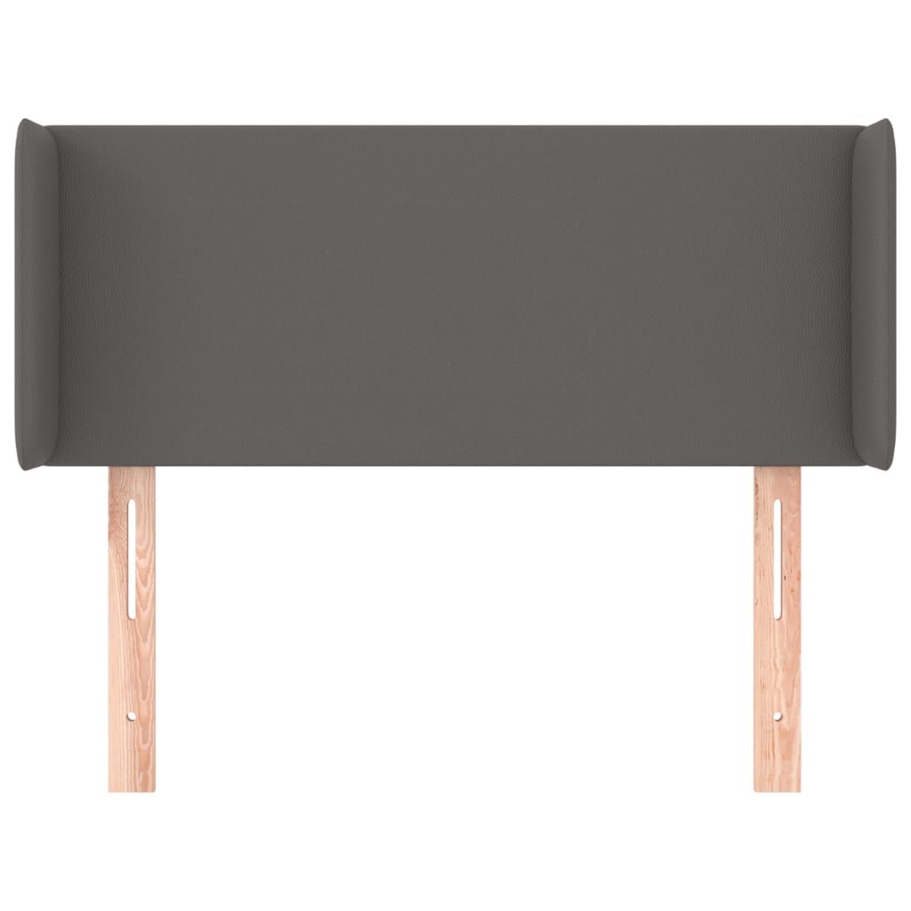 Κεφαλάρι με Πτερύγια Γκρι 93x16x78/88 εκ. Συνθετικό Δέρμα