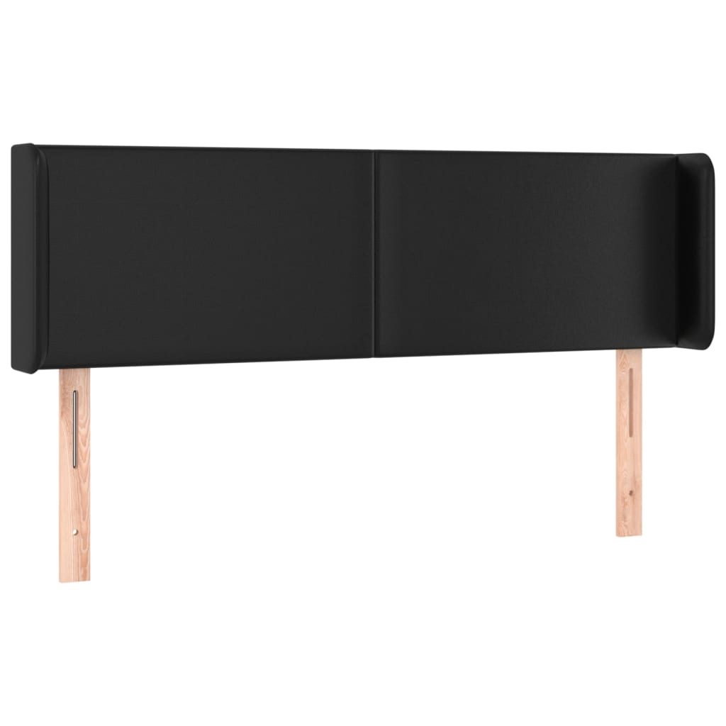 Κεφαλάρι με Πτερύγια Μαύρο 147x16x78/88 εκ. Συνθετικό Δέρμα