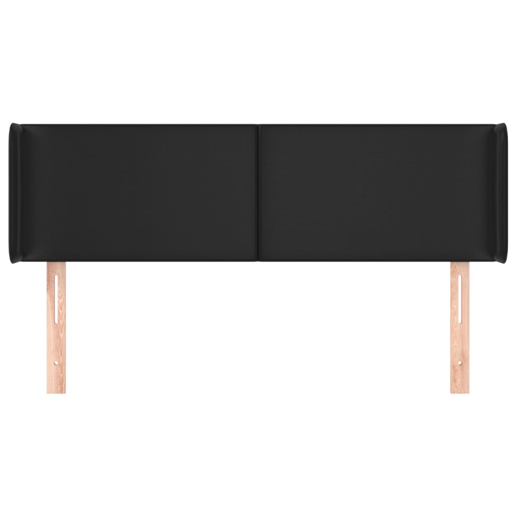 Κεφαλάρι με Πτερύγια Μαύρο 147x16x78/88 εκ. Συνθετικό Δέρμα