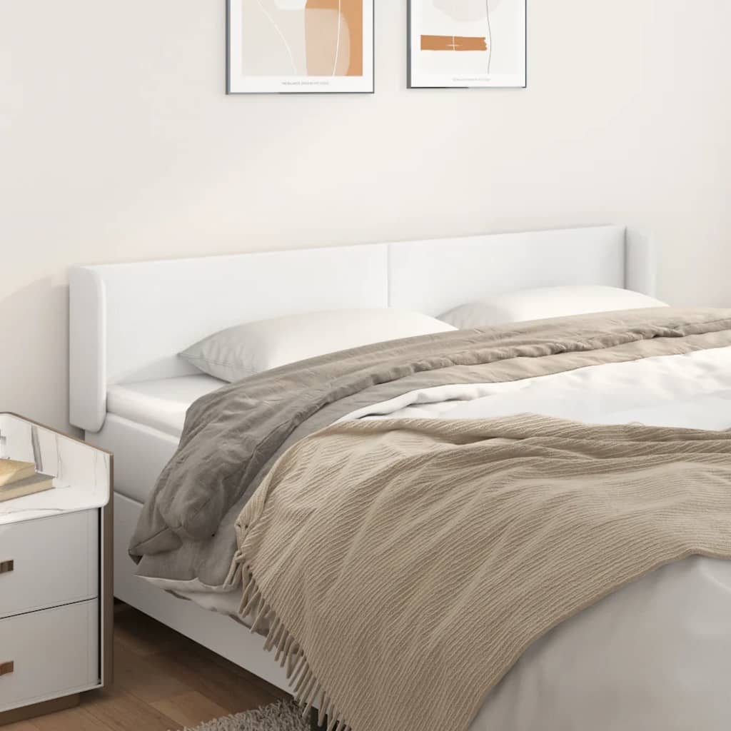 Κεφαλάρι με Πτερύγια Λευκό 183x16x78/88 εκ. Συνθετικό Δέρμα