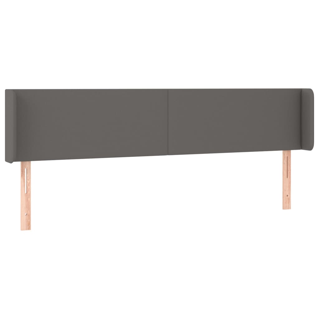Κεφαλάρι με Πτερύγια Γκρι 183x16x78/88εκ. Συνθετικό Δέρμα
