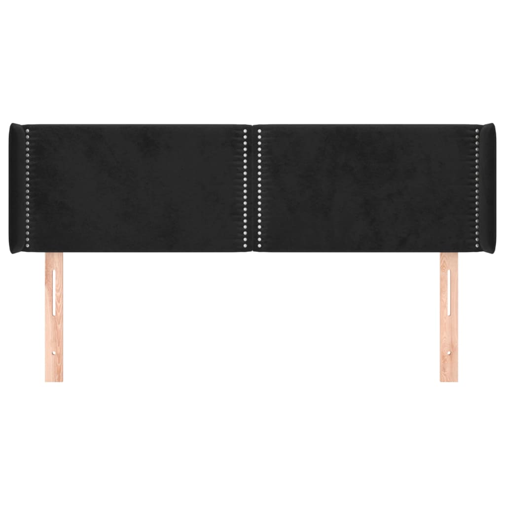 Κεφαλάρι με Πτερύγια Μαύρο 147x16x78/88 εκ. Βελούδινο