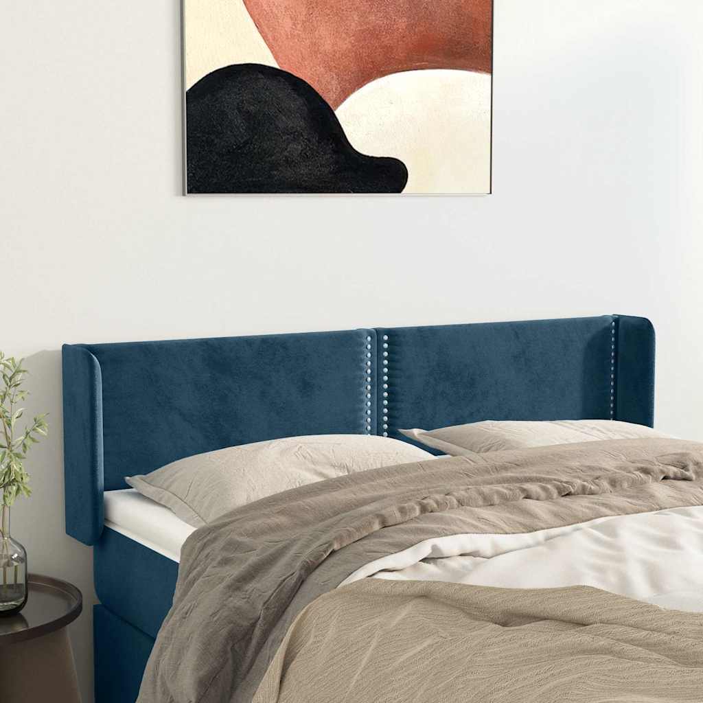 Κεφαλάρι με Πτερύγια Σκούρο Μπλε 147x16x78/88 εκ. Βελούδινο