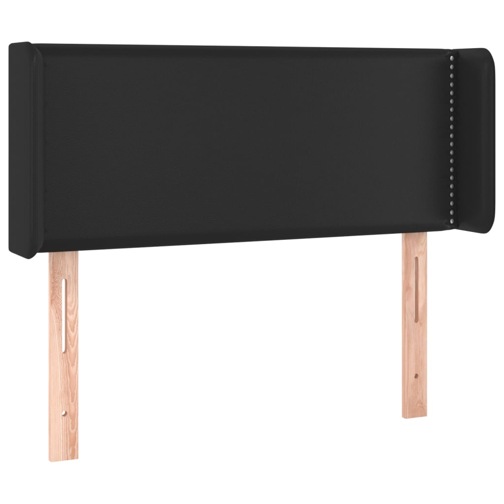 Κεφαλάρι με Πτερύγια Μαύρο 93x16x78/88 εκ. Συνθετικό Δέρμα