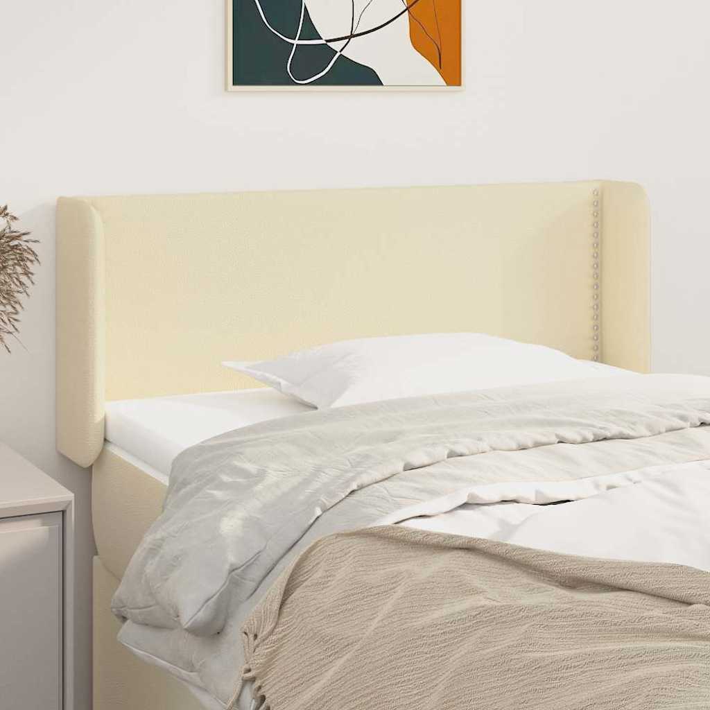 Κεφαλάρι με Πτερύγια Κρεμ 93x16x78/88 εκ. Συνθετικό Δέρμα - Pakobazaar