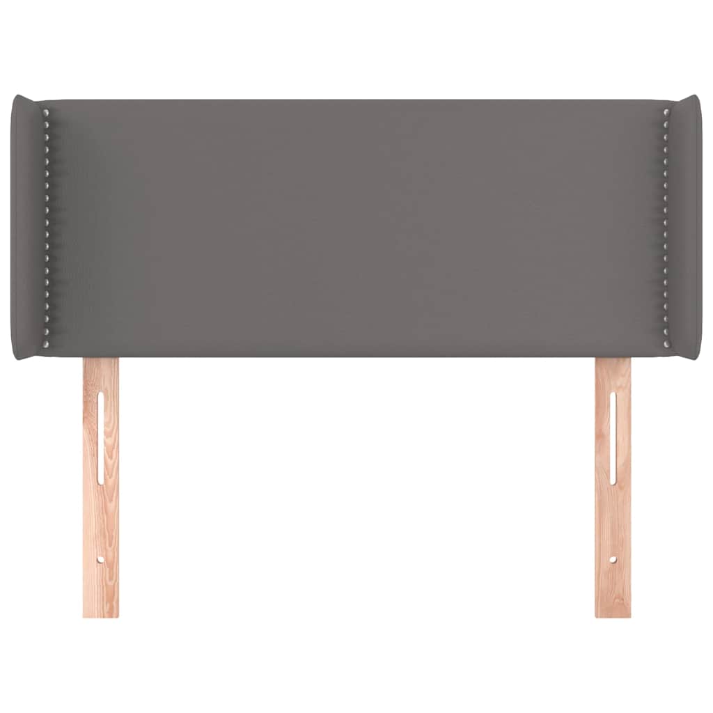 Κεφαλάρι με Πτερύγια Γκρι 93x16x78/88 εκ. Συνθετικό Δέρμα
