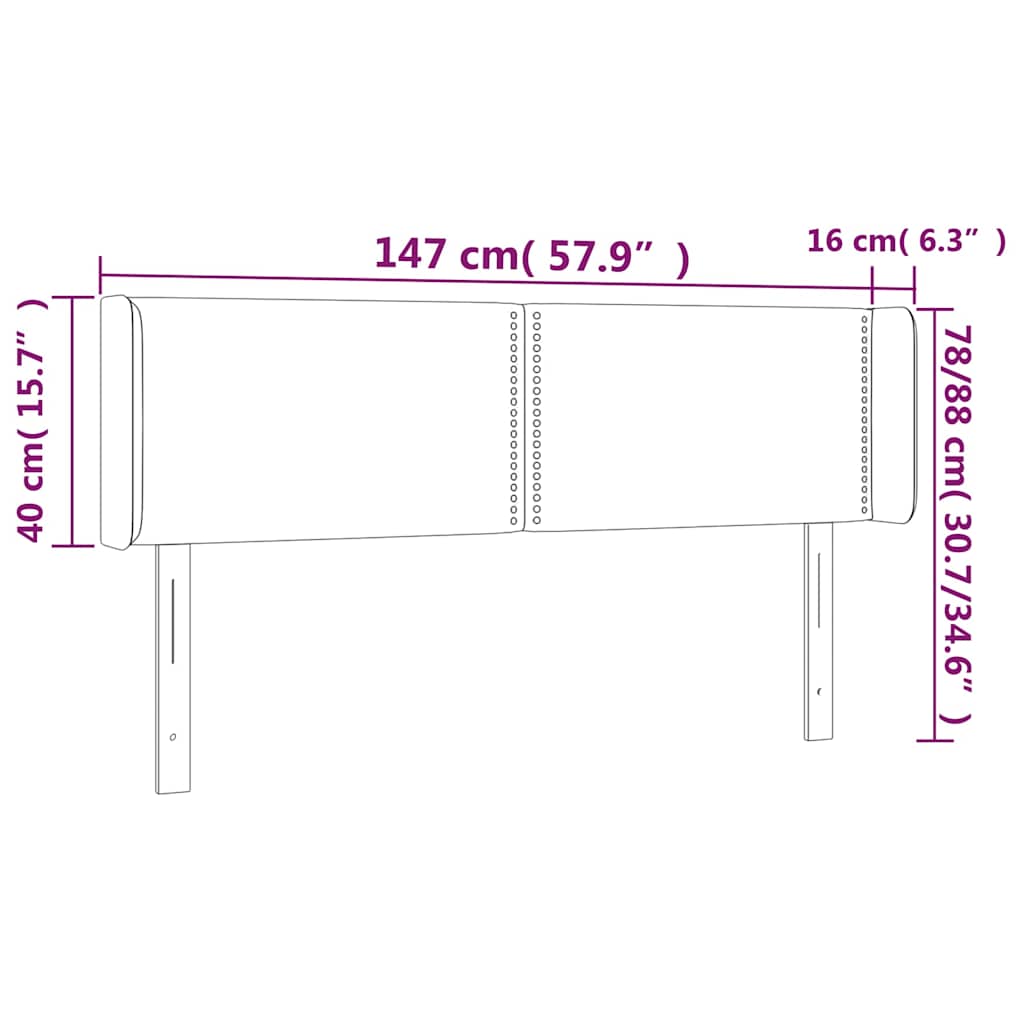 Κεφαλάρι με Πτερύγια Καφέ 147x16x78/88 εκ. Συνθετικό Δέρμα