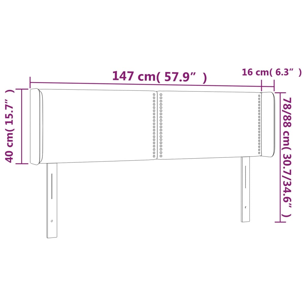 Κεφαλάρι με Πτερύγια Καπουτσίνο 147x16x78/88εκ. Συνθετικό Δέρμα