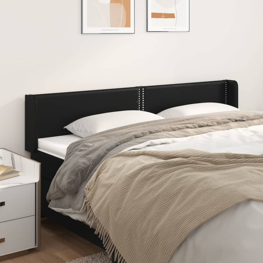 Κεφαλάρι με Πτερύγια Μαύρο 163x16x78/88 εκ. Συνθετικό Δέρμα - Pakobazaar