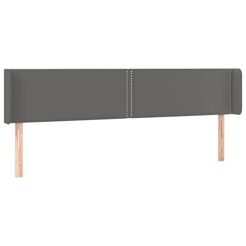 Κεφαλάρι με Πτερύγια Γκρι 163x16x78/88 εκ. Συνθετικό Δέρμα