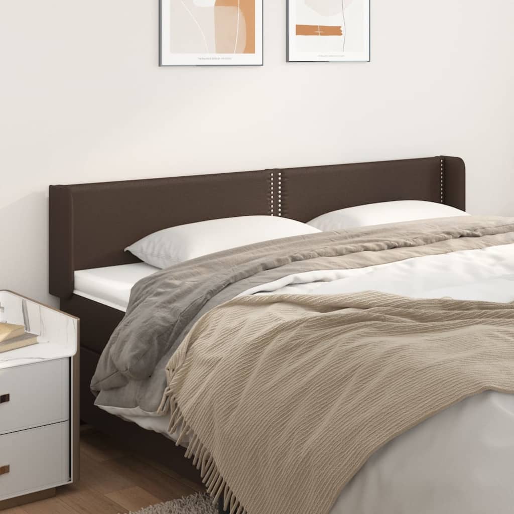 Κεφαλάρι με Πτερύγια Καφέ 183x16x78/88 εκ. Συνθετικό Δέρμα - Pakobazaar