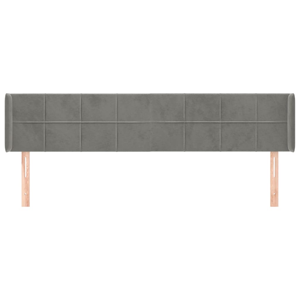 Κεφαλάρι με Πτερύγια Ανοιχτό Γκρι 163x16x78/88 εκ. Βελούδινο