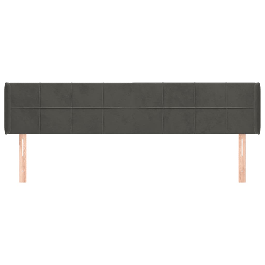 Κεφαλάρι με Πτερύγια Σκούρο Γκρι 163x16x78/88 εκ. Βελούδινο