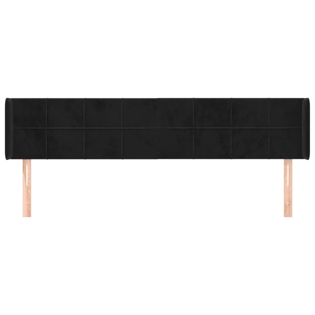 Κεφαλάρι με Πτερύγια Μαύρο 183x16x78/88 εκ. Βελούδινο