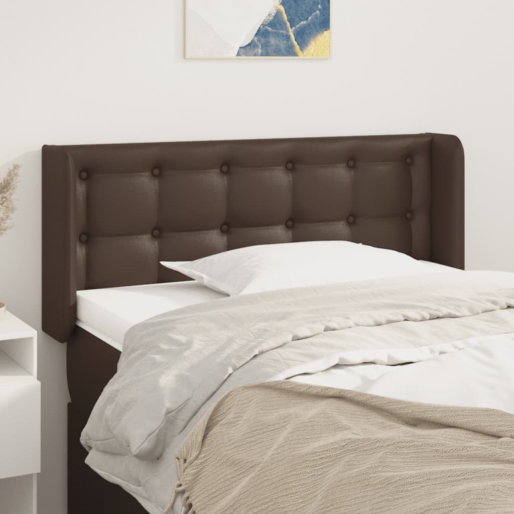 Κεφαλάρι με Πτερύγια Καφέ 103x16x78/88 εκ. Συνθετικό Δέρμα - Pakobazaar