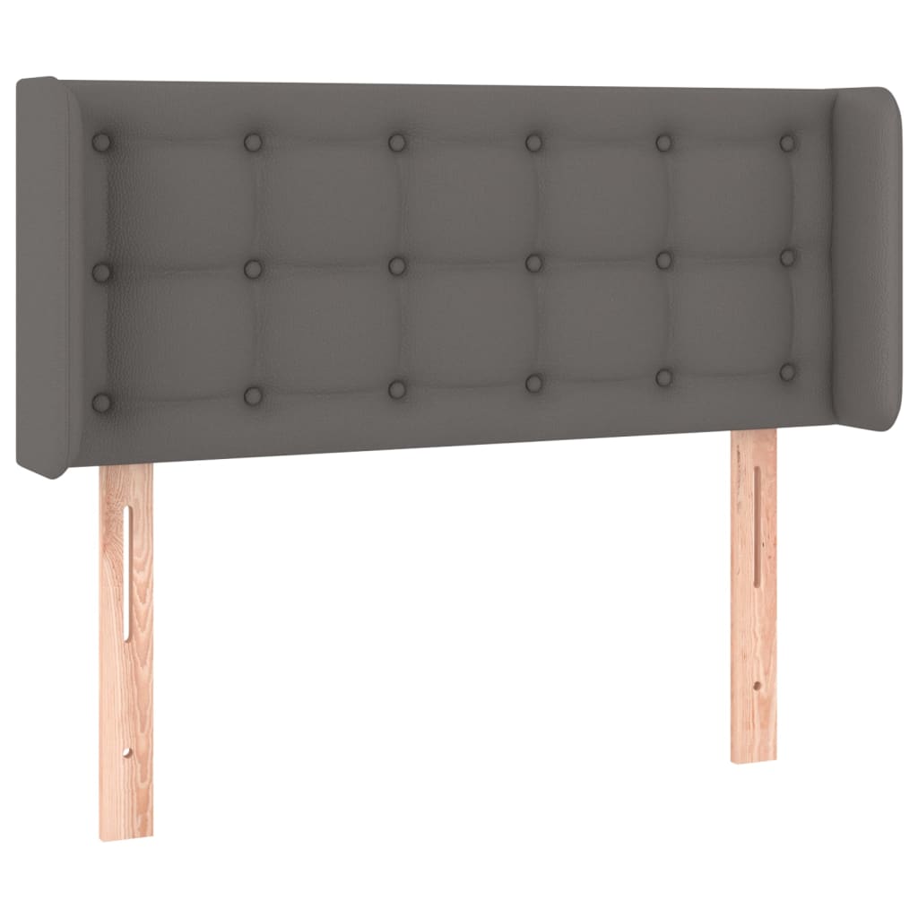 Κεφαλάρι με Πτερύγια Γκρι 103x16x78/88 εκ. Συνθετικό Δέρμα