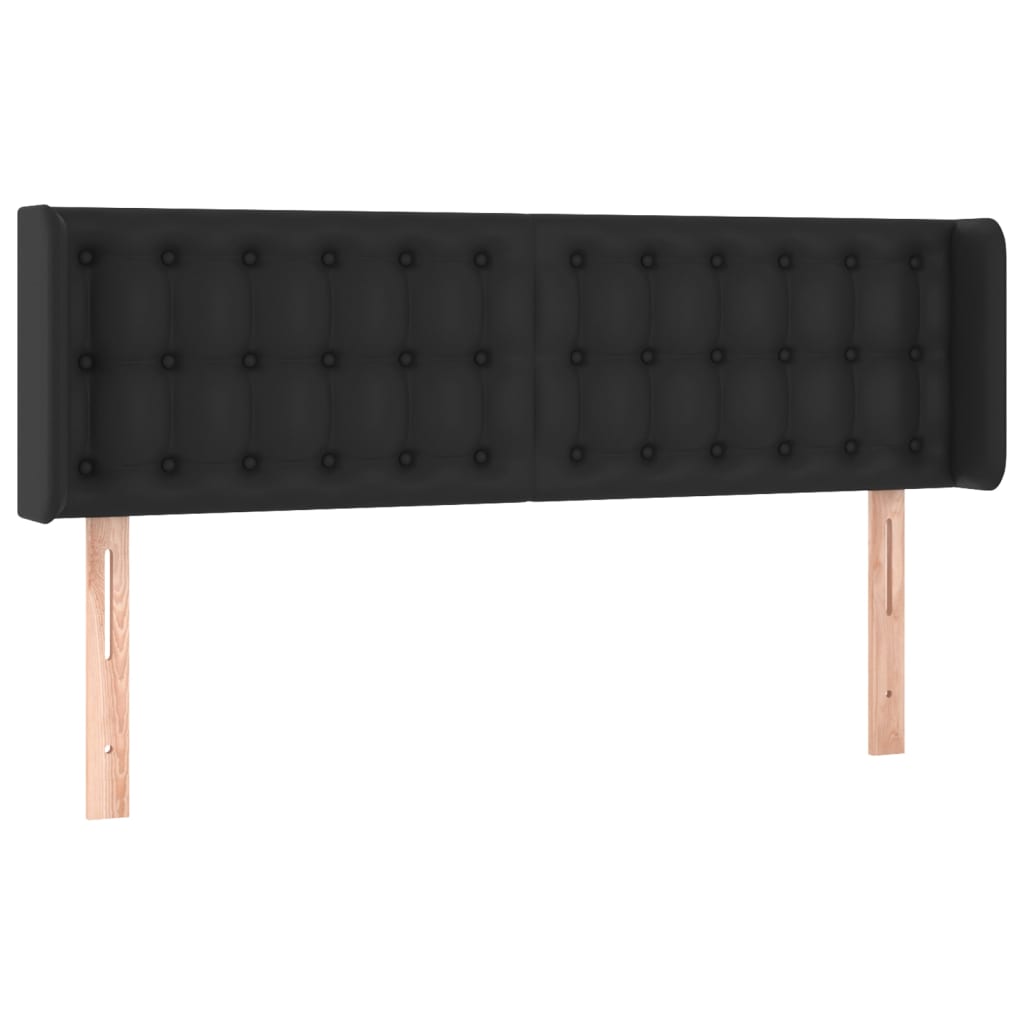 Κεφαλάρι με Πτερύγια Μαύρο 147x16x78/88 εκ. Συνθετικό Δέρμα - Pakobazaar