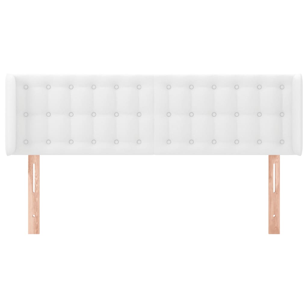 Κεφαλάρι με Πτερύγια Λευκό 147x16x78/88 εκ. Συνθετικό Δέρμα