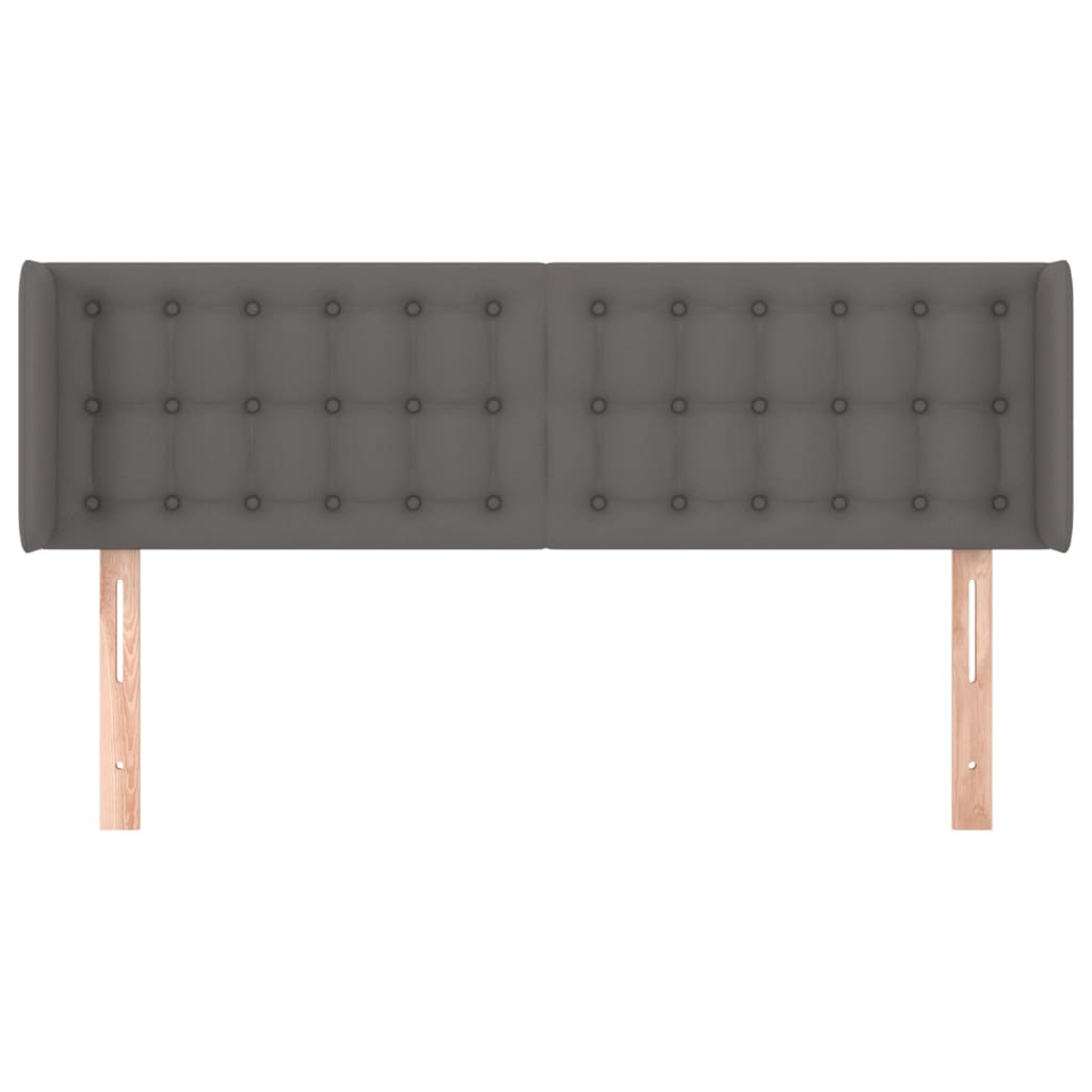 Κεφαλάρι με Πτερύγια Γκρι 147x16x78/88 εκ. Συνθετικό Δέρμα