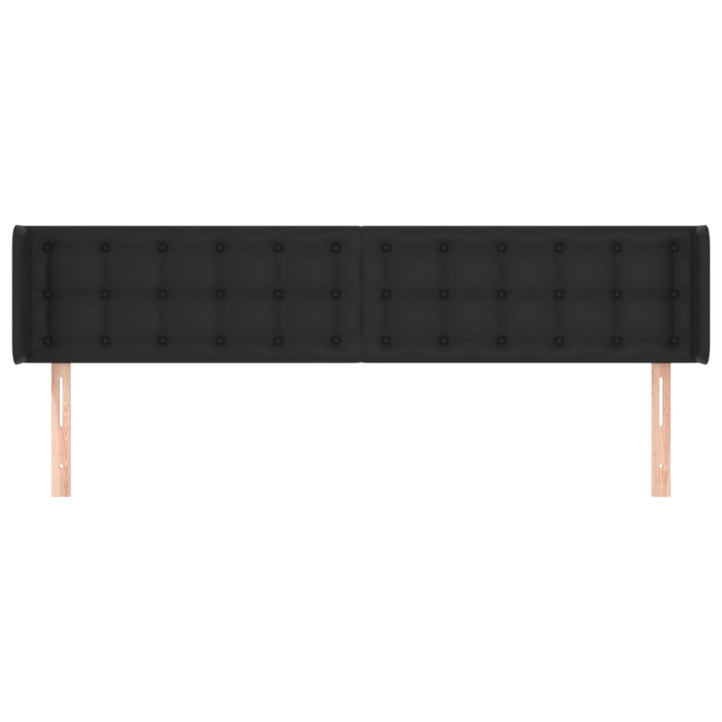 Κεφαλάρι με Πτερύγια Μαύρο 163x16x78/88 εκ. Συνθετικό Δέρμα