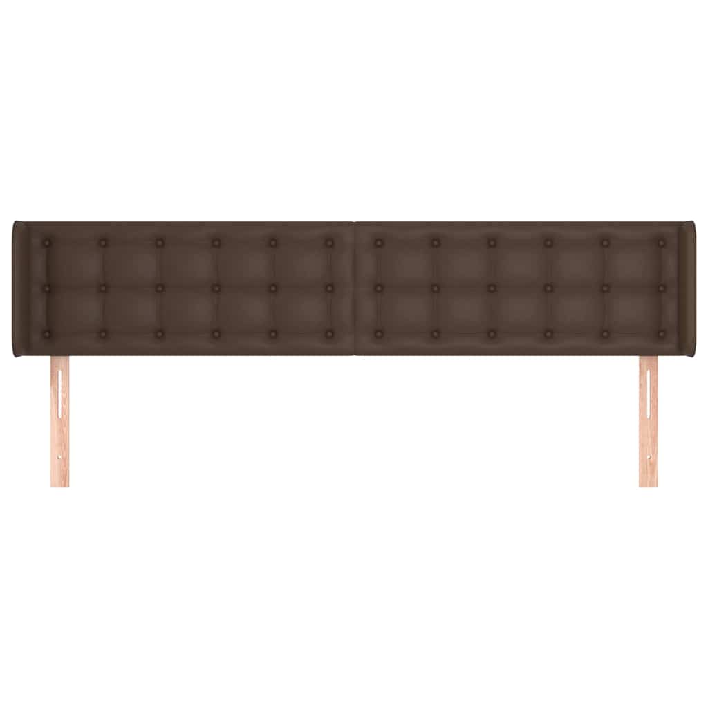 Κεφαλάρι με Πτερύγια Καφέ 163x16x78/88 εκ. Συνθετικό Δέρμα