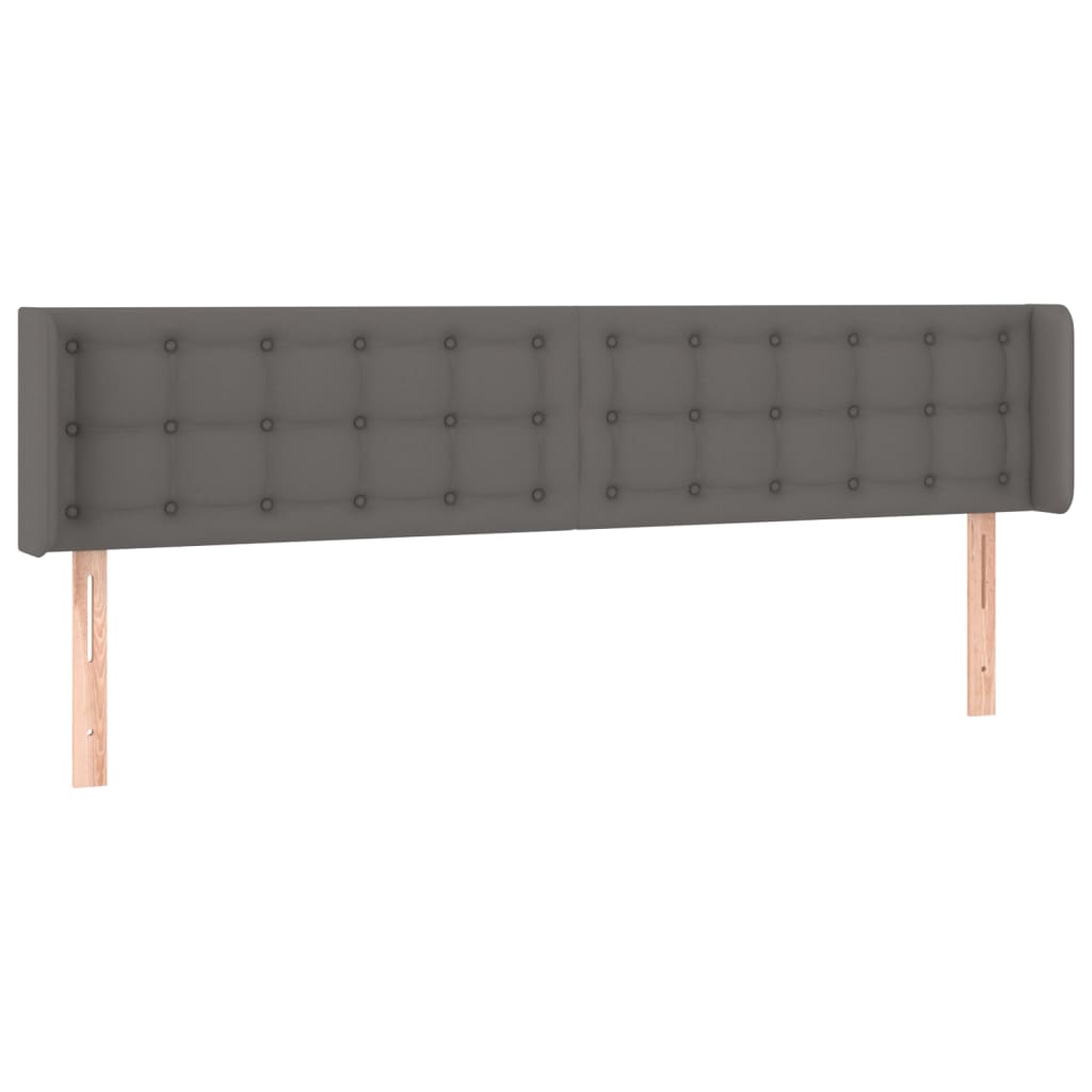Κεφαλάρι με Πτερύγια Γκρι 163x16x78/88 εκ. Συνθετικό Δέρμα