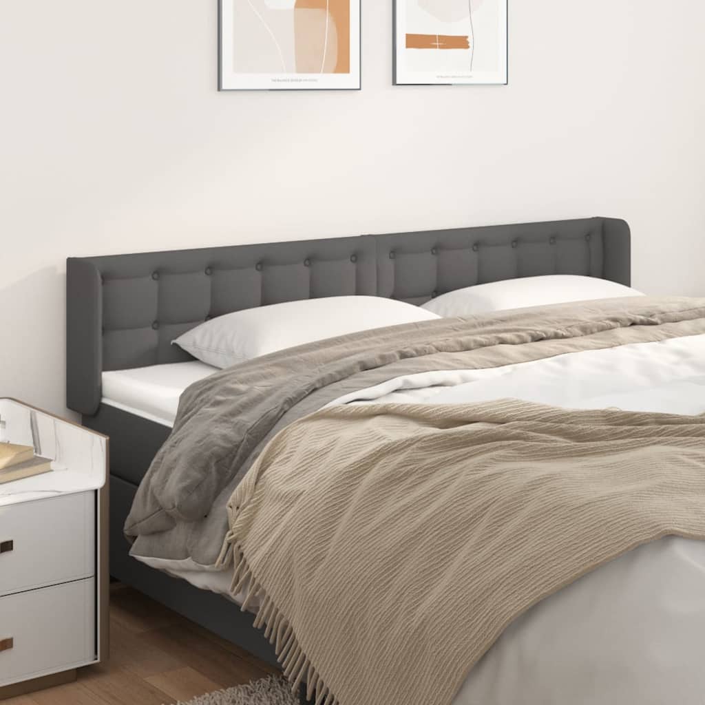 Κεφαλάρι με Πτερύγια Γκρι 163x16x78/88 εκ. Συνθετικό Δέρμα