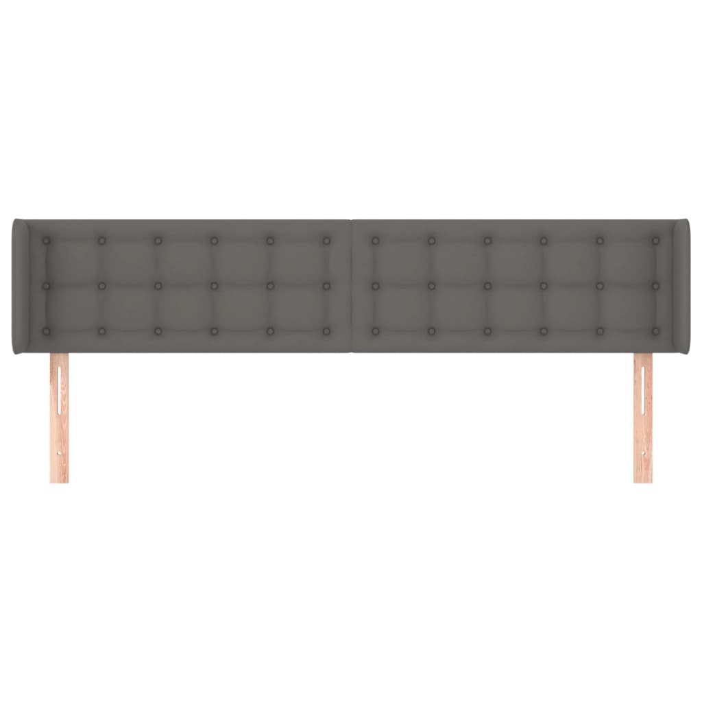 Κεφαλάρι με Πτερύγια Γκρι 183x16x78/88εκ. Συνθετικό Δέρμα