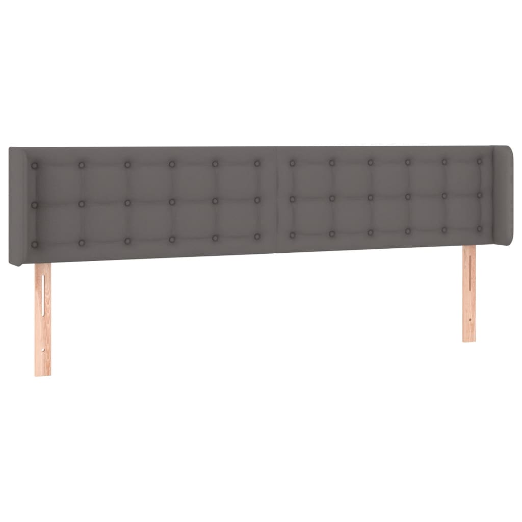 Κεφαλάρι με Πτερύγια Γκρι 203x16x78/88 εκ. Συνθετικό Δέρμα