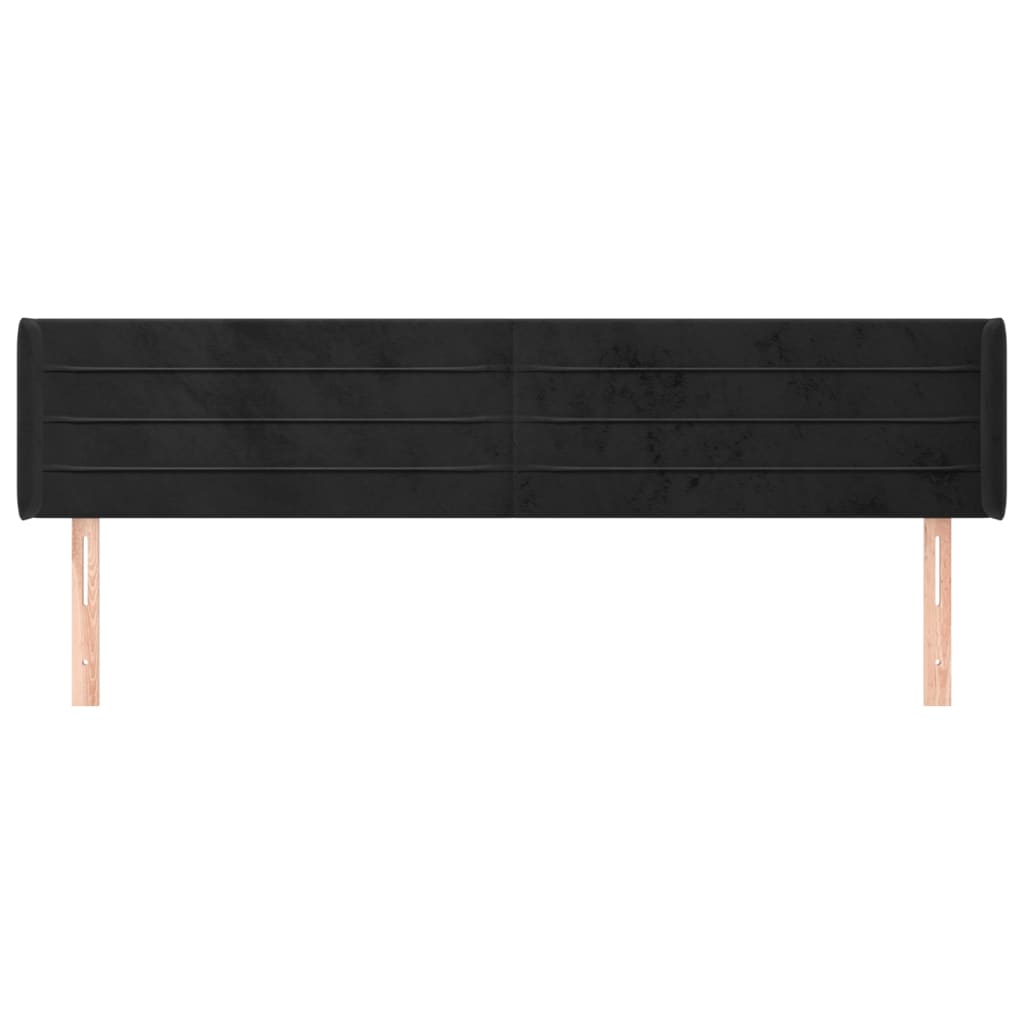 Κεφαλάρι με Πτερύγια Μαύρο 163x16x78/88 εκ. Βελούδινο