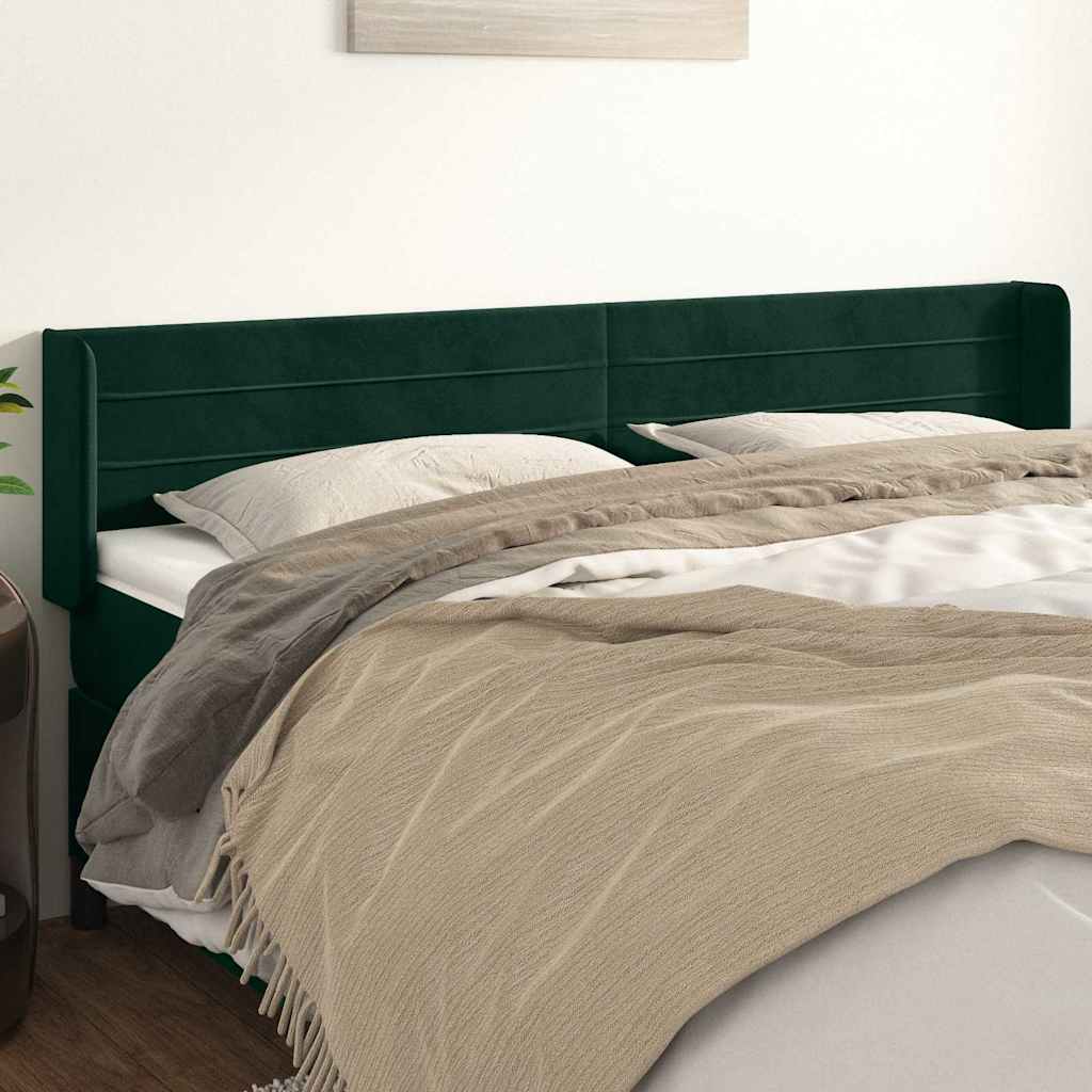 Κεφαλάρι με Πτερύγια Σκούρο Πράσινο 183x16x78/88 εκ. Βελούδινο
