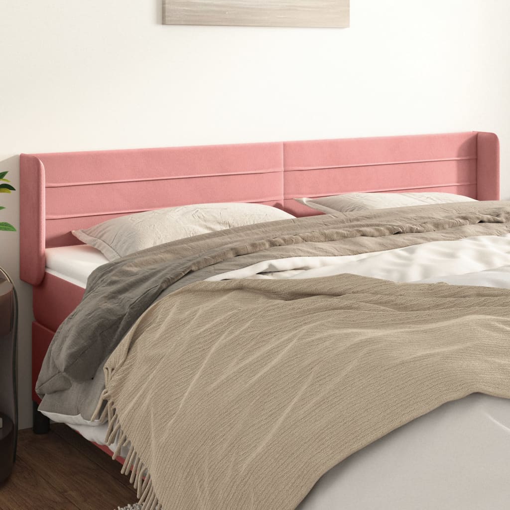 Κεφαλάρι με Πτερύγια Ροζ 183x16x78/88 εκ. Βελούδινο