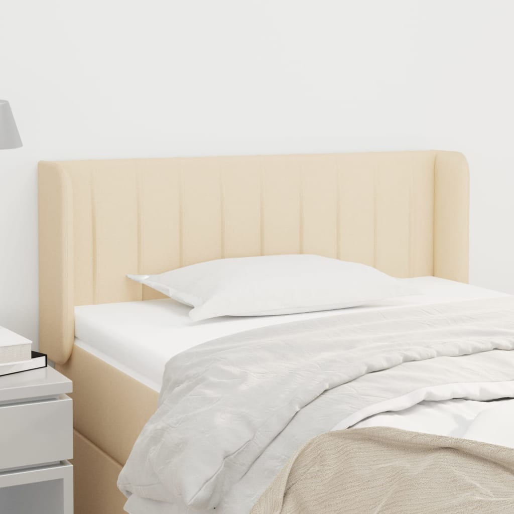 Κεφαλάρι με Πτερύγια Κρεμ 93x16x78/88 εκ. Υφασμάτινο - Pakobazaar