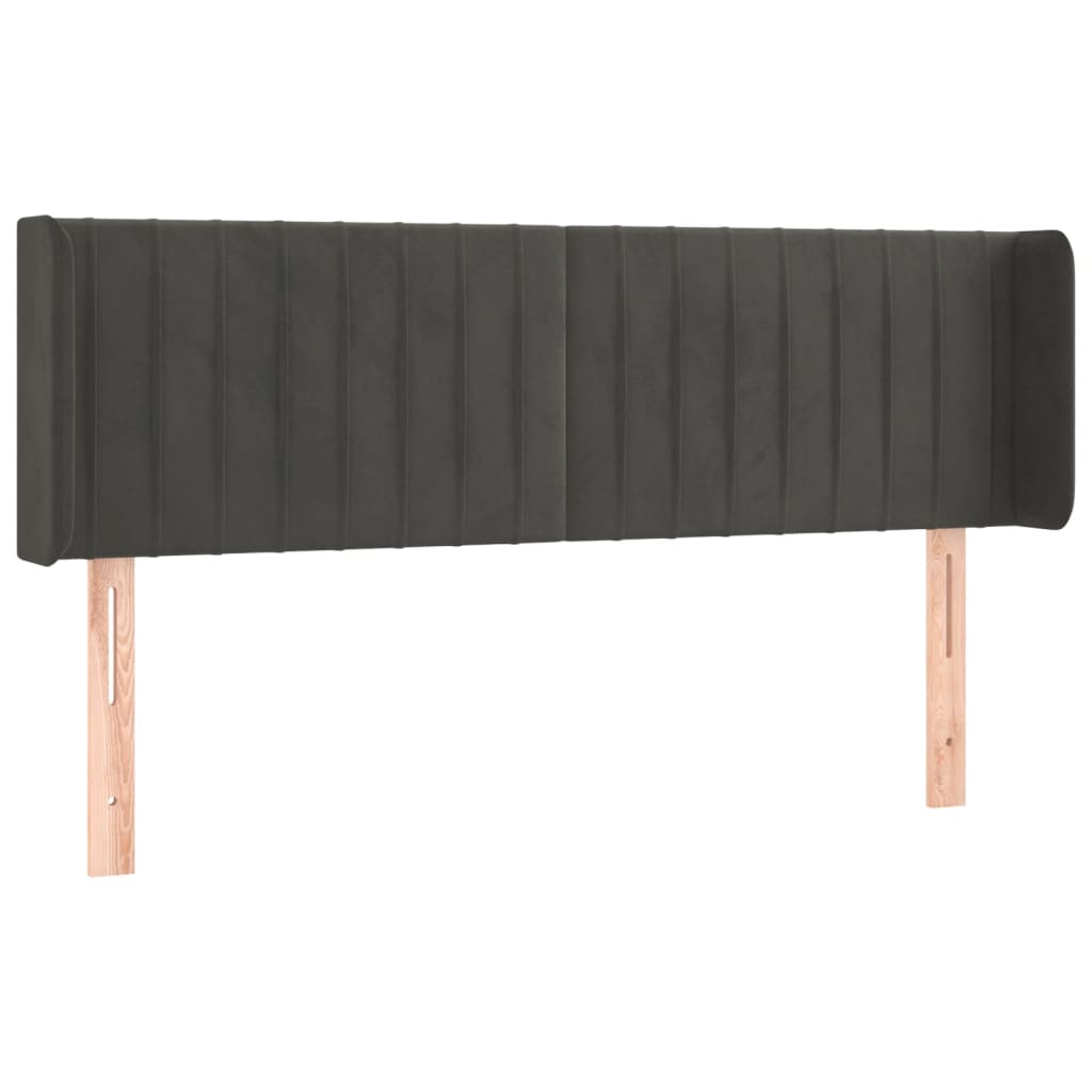 Κεφαλάρι με Πτερύγια Σκούρο Γκρι 147x16x78/88 εκ. Βελούδινο