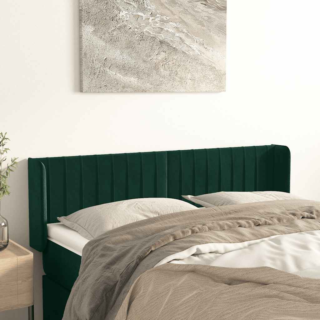 Κεφαλάρι με Πτερύγια Σκούρο Πράσινο 147x16x78/88 εκ. Βελούδινο