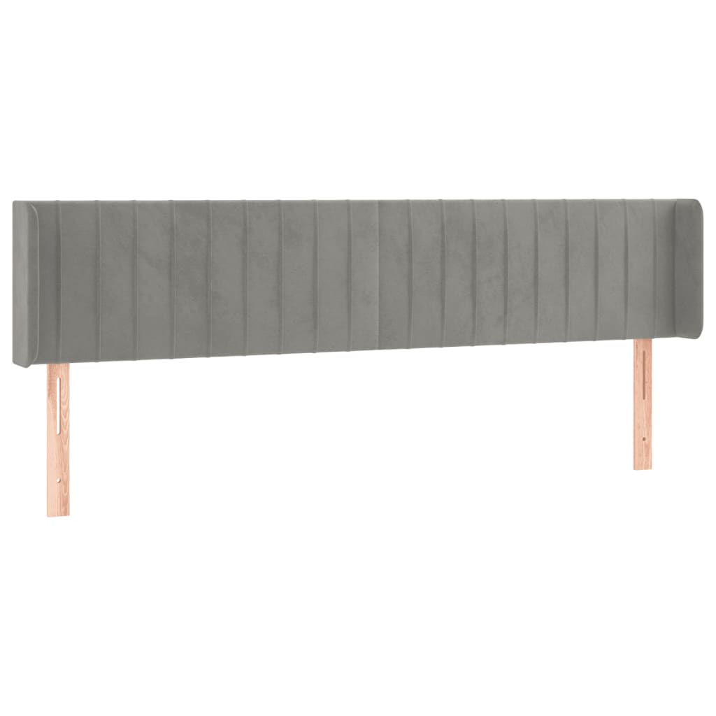 Κεφαλάρι με Πτερύγια Ανοιχτό Γκρι 163x16x78/88 εκ. Βελούδινο