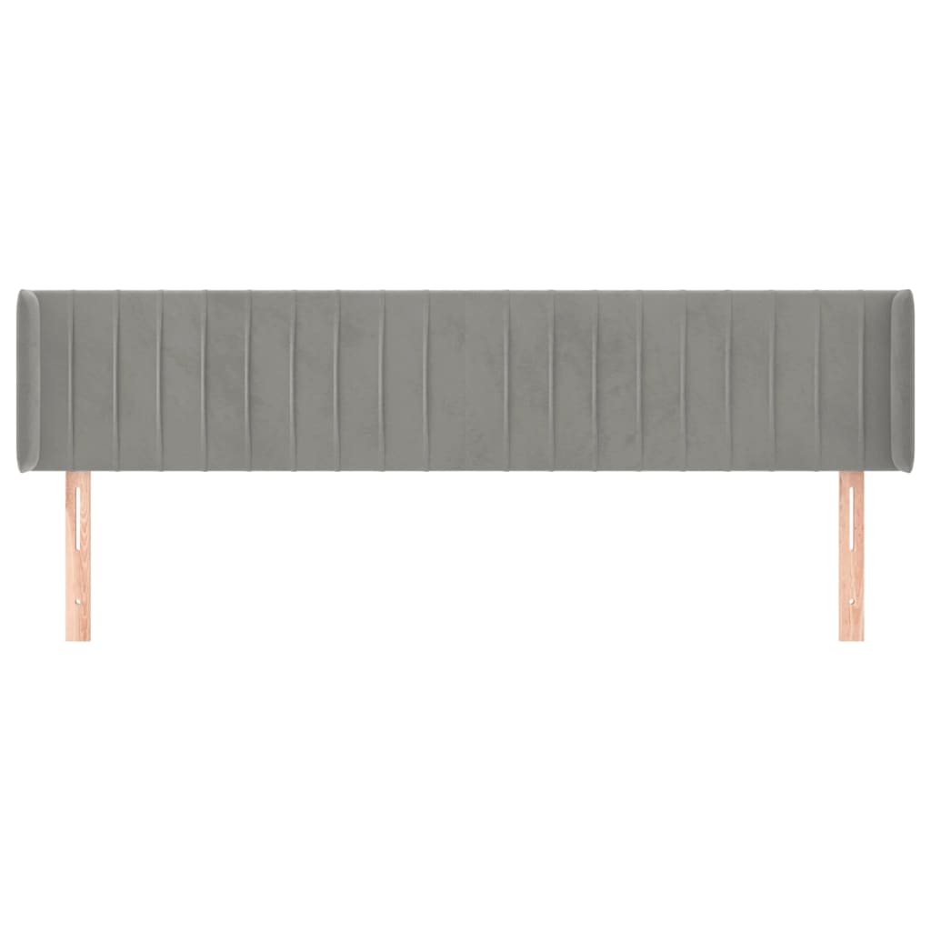 Κεφαλάρι με Πτερύγια Ανοιχτό Γκρι 183x16x78/88 εκ. Βελούδινο